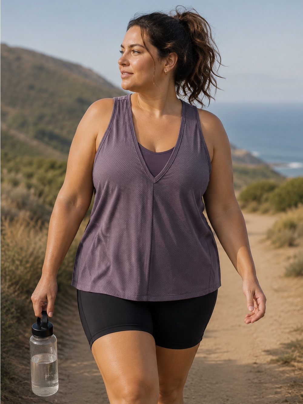 Lululemon Striped Active Loose Tank Purple 12 Athleisure Yoga Gym Training